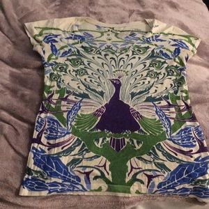 Peacock burnout tee